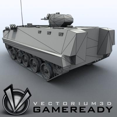 3D Model of Game-ready model of modern Chinese Armoured Personnel Carrier ZSD89 (Type89) with two RGB textures: 1024x1024 for APC and 1024x512 for track and wheels. - 3D Render 8